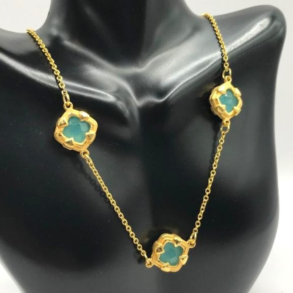 George Gold-Tone & Green Gems Necklace